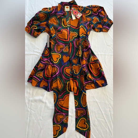 NWT Farm Rio Short-Sleeve Bow-Front Mini Dress - Picture 5 of 5